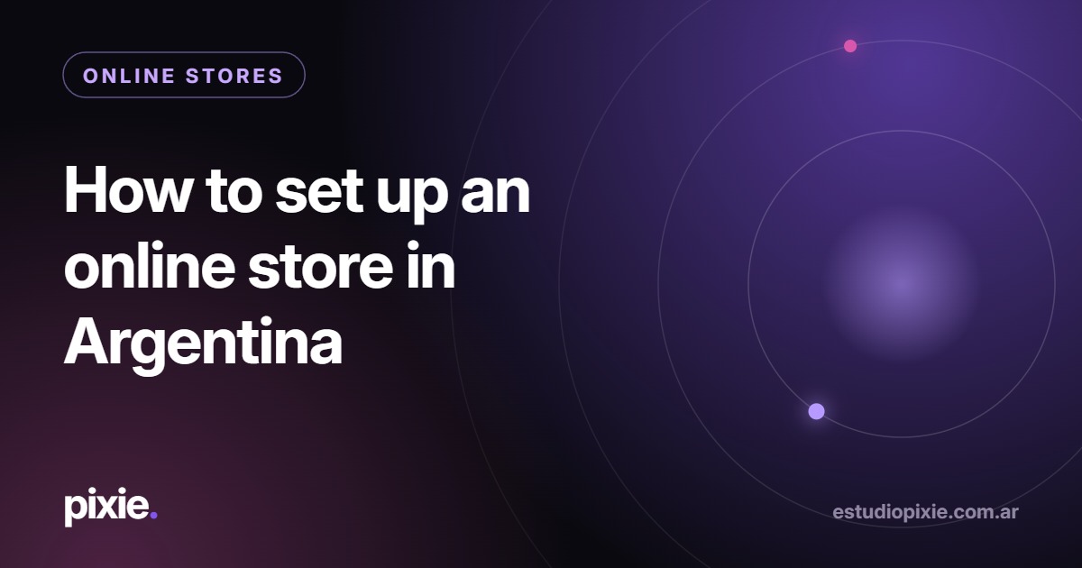 Abstract purple illustration with the title of the guide to setting up an online store in Argentina